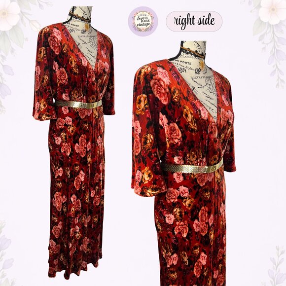 Johnny Was Floral Velvet Maxi Dress • Size L - Picture 4 of 7